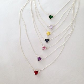 Heart-gem silver necklace สร้อยคอจี้พลอย สร้อยคอเงินแท้ สร้อยหัวใจ ของขวัญให้แฟน