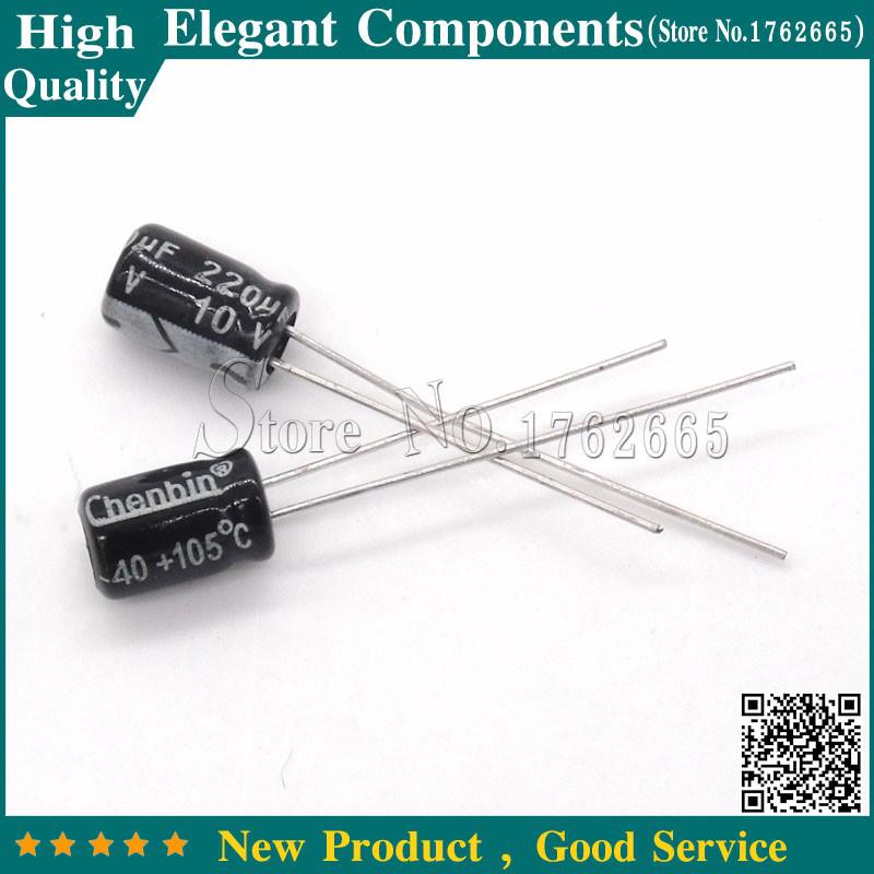 100Pcs 220UF 10V 10V 220UF Electrolytic Capacitor Size 5*7MM 10 V / 220 UF Alumi