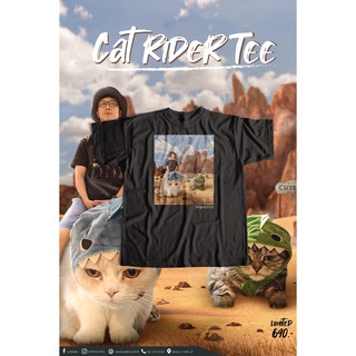 เสื้อยืดใหม่• CuteBoy Shop • เสื้อยืด Premium Cotton 100% ลาย Cat Rider Teesขนาดเต็มS-3XL