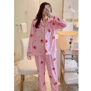 Pajamas ชุดนอนแฟชั่น ชุดนอนผ้าคอตตอน ลายStrawberry 🍓🍓