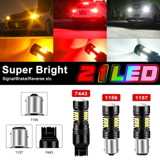 1 ชิ้น เมาท์เลนส์คู่ ไฟเลี้ยว LED 1156 BA15S ไฟเบรก 1157 BAY15D หลอดไฟถอย 7443 3030 21SMD 1500Lm สําหรับรถยนต์ 12V