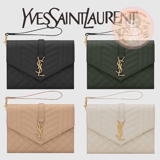 Shopee ถูกที่สุด 🔥100% Authentic 🎁YSL/Yves Saint Laurent Brand New MONOGRAM MIX MATELASSÉ Grain Embossed Leather Clutch