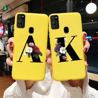 Samsung Galaxy M21 M31 M21S M30S เคสโทรศัพท์ เนื้อแมตต์ นิ่ม กันกระแทก เคส TPU ใหม่ ดอกไม้ ตัวอักษร ฝาหลัง