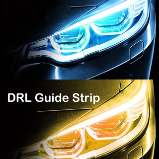 แถบไฟเลี้ยว ไฟเบรก LED DRL 12V กันน้ํา ยืดหยุ่น สีขาว สีเหลือง สําหรับรถยนต์ 2 ชิ้น