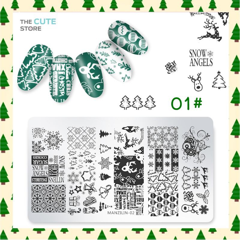 ราคาพิเศษ แผ่นเพลต​ แผ่นปั๊มลายเล็บ​ X'mas​