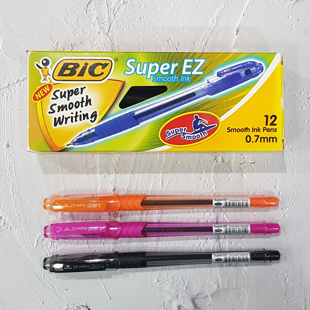 สินค้าราคาพิเศษ ปากกาลูกลื่น BiC Super EZ แบบปลอก 0.7 มม. (12ด้าม)