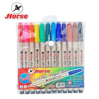 HORSE (ตราม้า) ปากกาสีน้ำ (ปากกาเมจิก) ตราม้า ชุด12สี H-112 จำนวน 1 ชุด