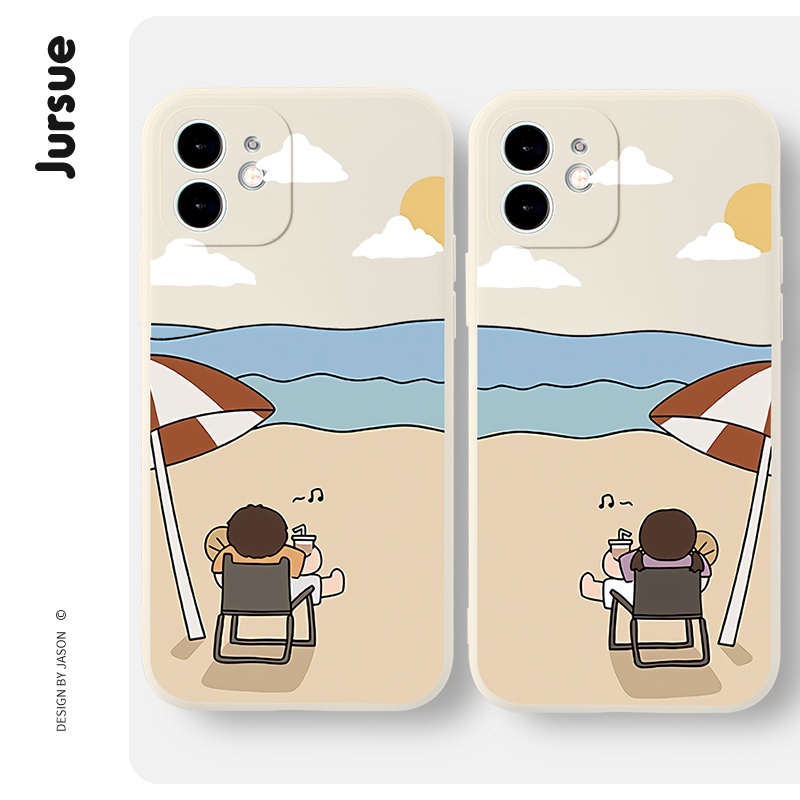 JURSUE เคสคู่ เคสไอโฟน คู่รัก กันกระแทกซิลิโคนนุ่มการ์ตูนน่ารักตลก เคสโทรศัพท์ Compatible for iPhone 16 15 14 13 12 11 Pro Max SE 2020 X XR XS 8 7 Plus พลัส XYH421