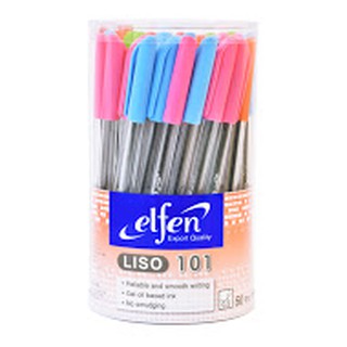 ปากกาลูกลื่น elfen Liso 101 หมึกน้ำเงิน กระปุก50ด้าม