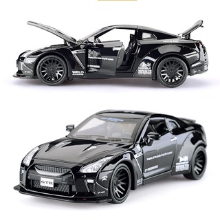 1:32 ดึงกลับ Die Cast Nissan GTR โลหะผสม Die Cast Kereta Mainan Miniauto ของเล่น