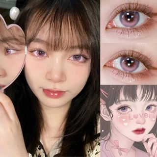 UYAAI คอนแทคเลนส์สี สําหรับเด็กผู้หญิง 2 ชิ้น คอนแทคเลนส์นิ่ม สีชมพู ใช้ได้หนึ่งปี