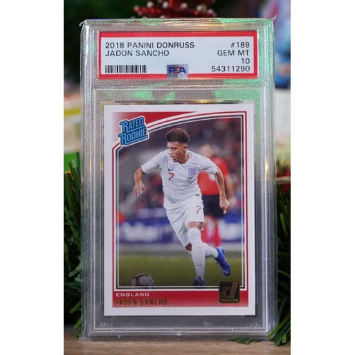 (การ์ดบอล,soccer card)Jadon Sancho Donruss rate rookie RC PSA10