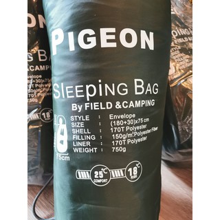 ถุงนอน Pigeon ของ Field and Camping ขนาด 215x75 ซม. (สีเขียว) by Jeep Camping