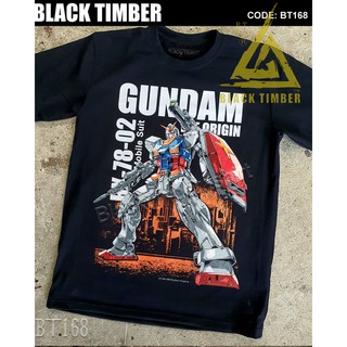 BT 168 Gundam RX-78-02 เสื้อยืด สีดำ BT Black Timber T-Shirt ผ้าคอตตอน สกรีนลายแน่น S M L XL XXL