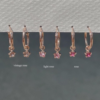 SissyJewelry // ต่างหูเงินแท้ ต่างหูห่วง พลอยกลม3mm (rosegold-plated)