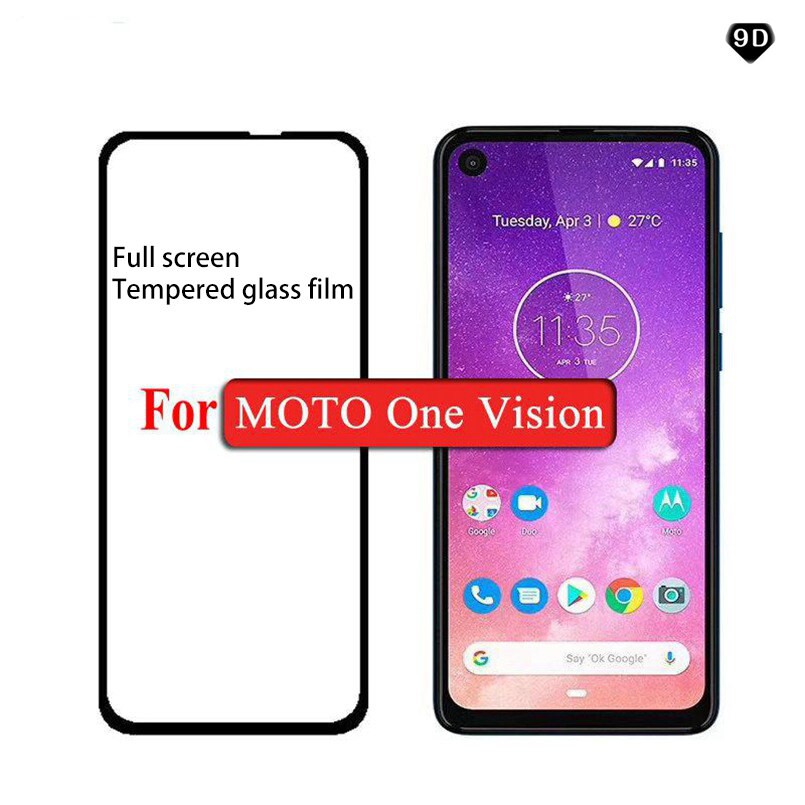 MOTOROLA ฟิล์มกระจกนิรภัยกันรอยแบบเต็มหน้าจอสําหรับ Motorola Moto One Vision Action P 40 P 50