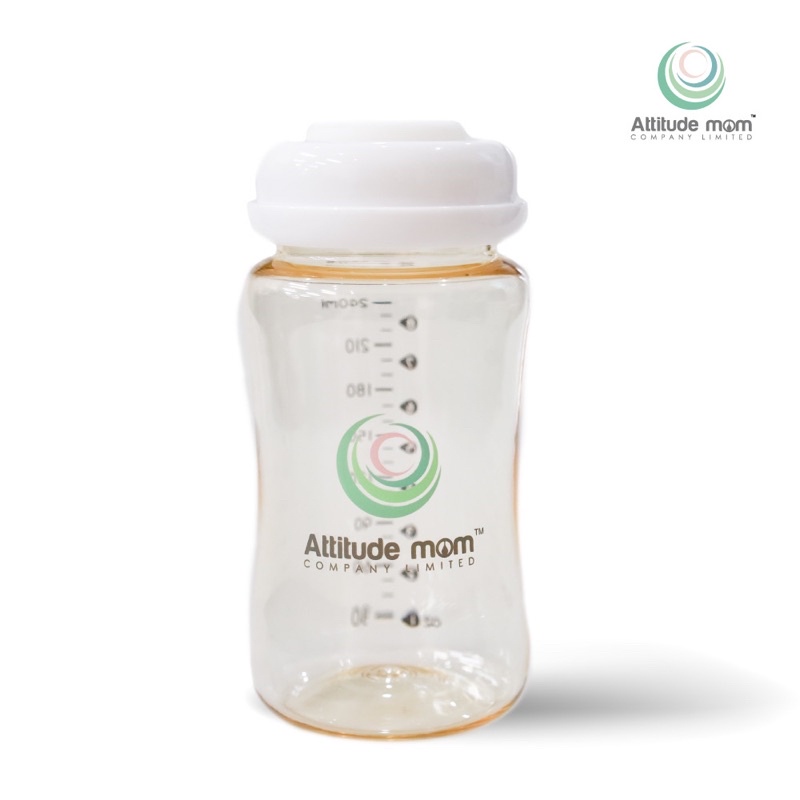Attitude Mom ขวดเก็บน้ำนมขนาด 8 ออนซ์ สีชา บรรจุ 1 ขวด