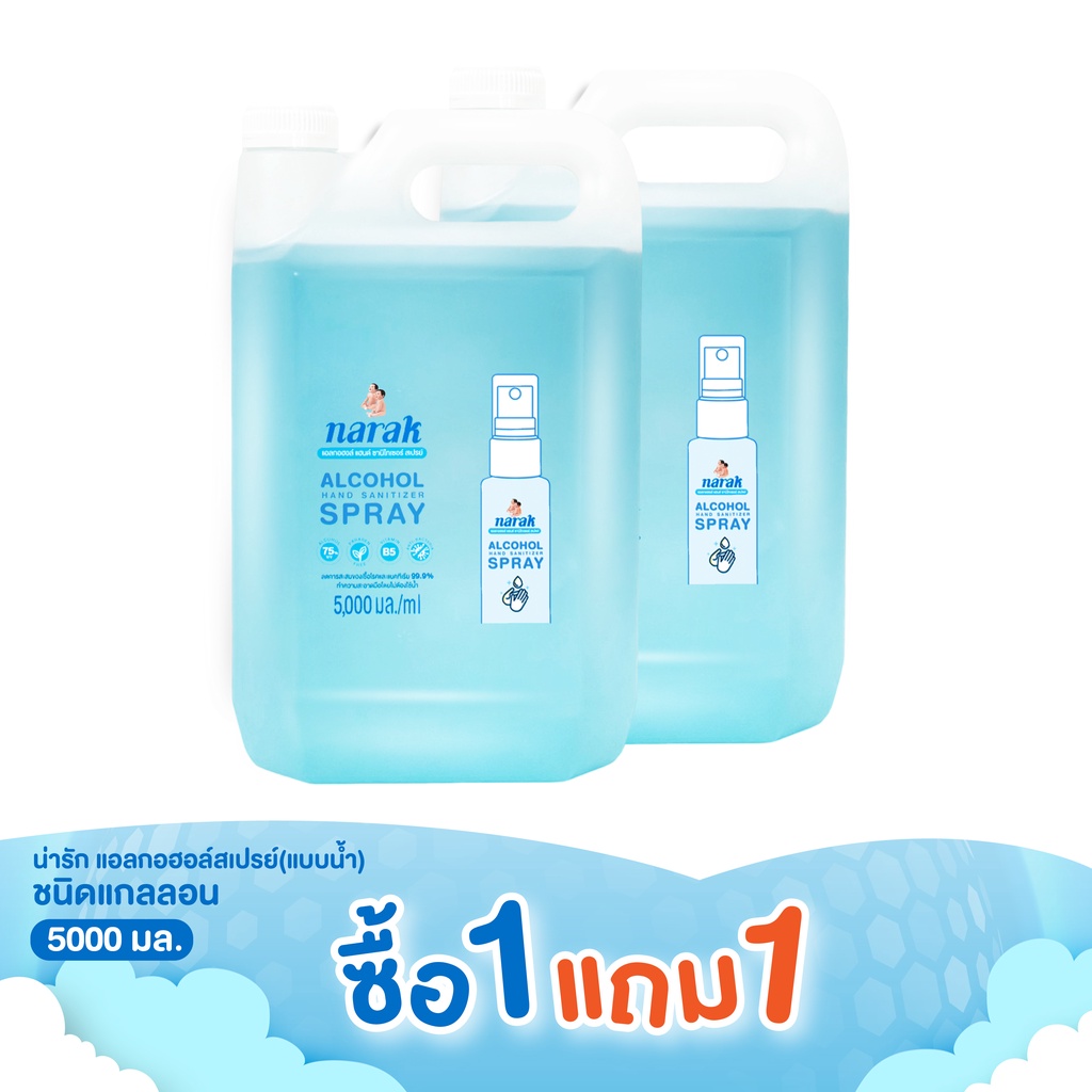 Nark แอลกอฮอล์สเปรย์กลิ่น Floral (สีฟ้าใส) 5,000 มล. ซื้อ 1 แถม 1
