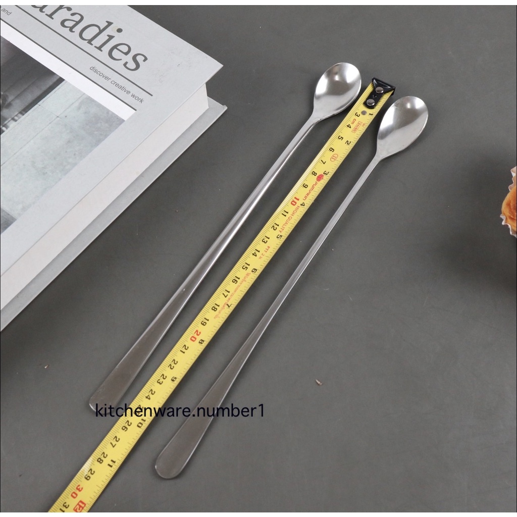 KITCHENWARE_NUMBER1 ช้อนยาวสำหรับคนในเครื่องปั่น ยาว26เซน #ช้อนสแตนเลส