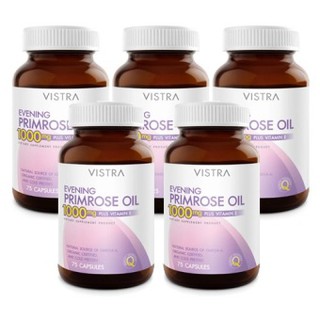 VISTRA Evening Primrose Oil 1000 mg. (75 เม็ด) วิสทร้า อีฟนิ่งพริมโรส 1000X 5ขวด