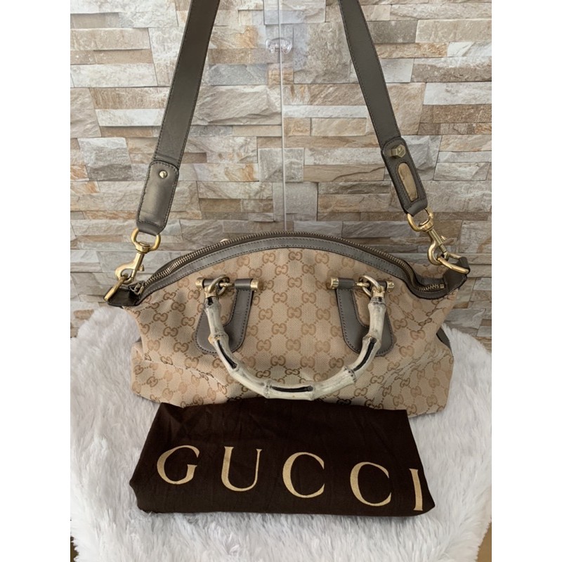 GUCCI แบมบู Crossbody พร้อมสายยาว ถุงผ้า มือสอง ของแท้ 💯
