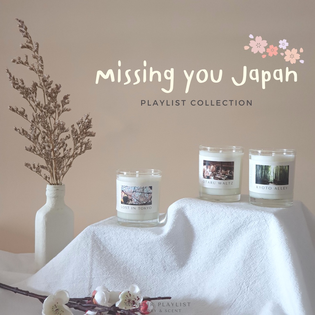 Memoir Playlist ญี่ปุ่นทิพย์ เทียนหอมไขถั่วเหลือง มี 3 กลิ่น ฝากเขียนการ์ดได้แจ้งในหมายเหตุ