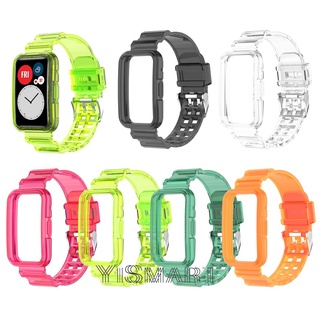 สายนาฬิกาข้อมือซิลิโคน TPU แบบใส หลากสี สําหรับ Huawei Watch Fit 2