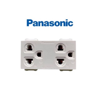 พานาโซนิค ปลั๊กกราวด์คู่ รุ่นใหม่ Panasonic weg15929 เต้ารับคู่ ขากลมแบนมีกราวด์