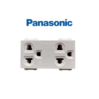 พานาโซนิค ปลั๊กกราวด์คู่ รุ่นใหม่ Panasonic weg15929 เต้ารับคู่ ขากลมแบนมีกราวด์