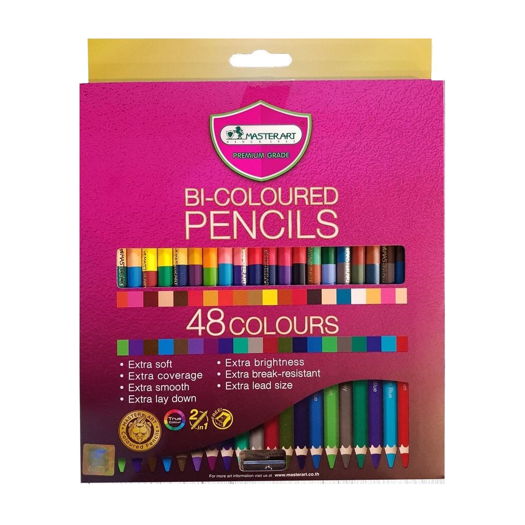 48สี 2หัว สีไม้ Master Art มาสเตอร์อาร์ต ดินสอสี พร้อมกบเหลา