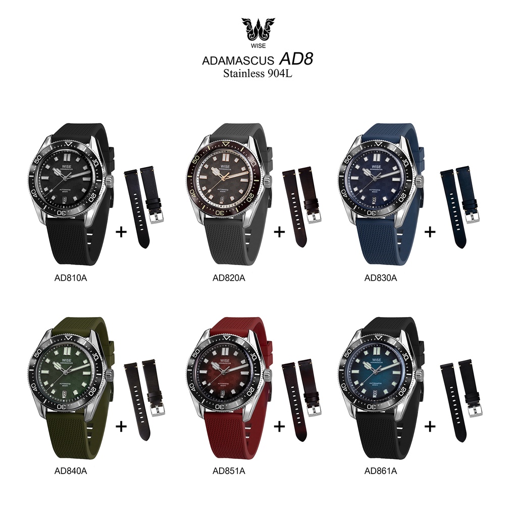 WISE Adamascus AD8A Stainless 904L นาฬิกาข้อมือ