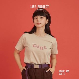 เสื้อยืดผ้าฝ้ายพิมพ์ลายเสื้อยืดคอกลม[ ซื้อ 2 เพิ่ม 5% ] I AM A GIRL tee - beige เสื้อยืดผ้าคอตตอนแท้100% รุ่นขายดีตลอดกา