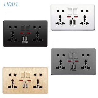 Lidu1 Uk 13A เต้ารับปุ่มกด 2.1A Double Usb ชาร์จพอร์ตสามหลุมสองรู