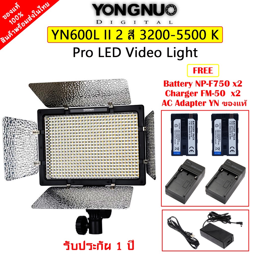 YONGNUO YN-600L LEDライト2個セット 充電器バッテリー2個付