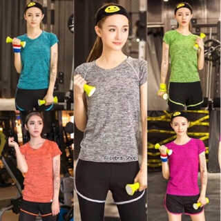 🌟𝗔𝗟𝗜𝗖𝗘𝗕𝗥𝗔🌟งานเกรดA เสื้อSPort T-Shirts มี5สี เสื้อออกกำลังกาย ผ้าดีใส่สบาย