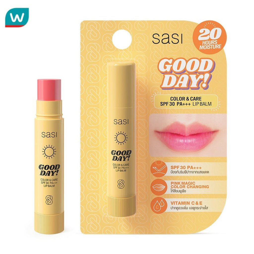 Sasi ศศิ กู๊ด เดย์ คัลเลอร์ แอนด์ แคร์ SPF30 PA+++ ลิป บาล์ม 3.5ก. ชมพู