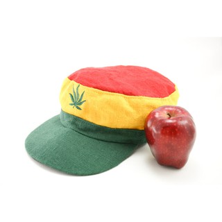 สินค้าราสต้า Cap Green Yellow Red ﻿ หมวกแก็ปราสต้า﻿ใยธรรมชาติ ปักลายใบธรรมชาติ