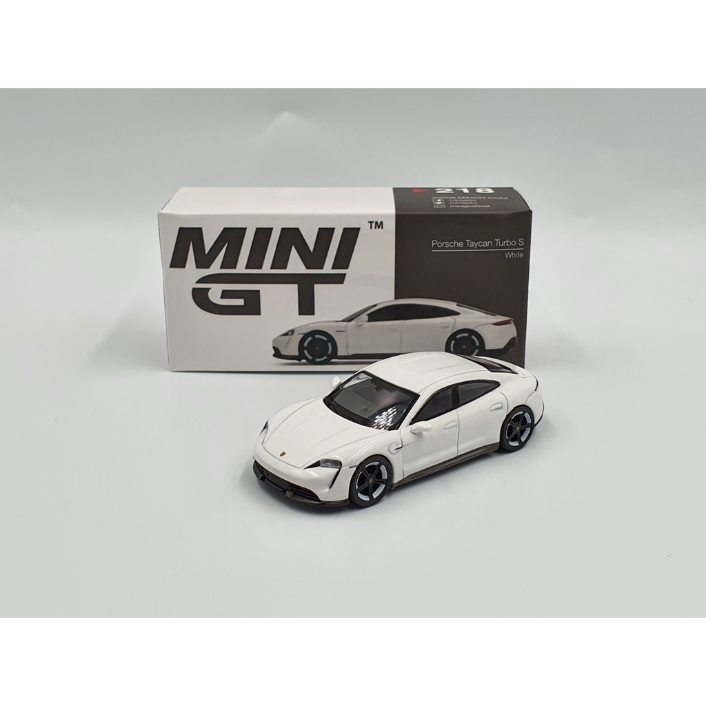 Porsche Taycan Turbo S White LHD 1:64 MiniGT รถโมเดล (สีขาว)