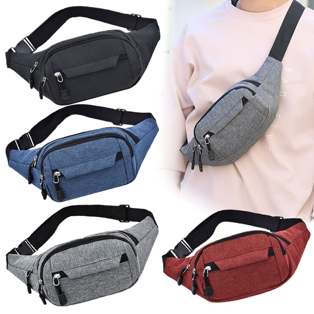 ราคาเซลล์โล๊ะสต้อก (w13)กระเป๋าคาดเอว 4ซิป เรียบๆแต่ดูดี ผ้าแคนวาส vgetbag