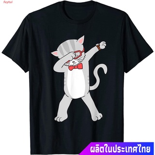 แขนสั้นcrew neck 2021 แมว น่าสนใจ น่ารัก  Dabbing Cat T-Shirt Funny Dab Gift Cat Tee T-Shirt คอกลม แฟชั่น  ผ้าฝ้าย