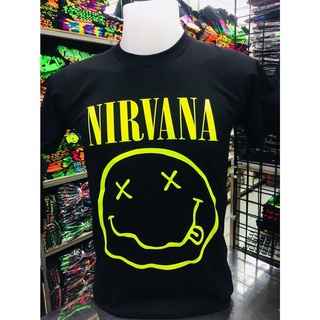 สไตล์ใหม่ (NIRVANA)เสื้อยืดสีสะท้อนแสงลายยอดนิยม คอกลม