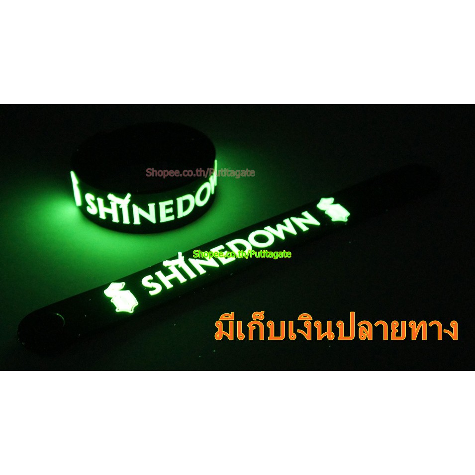Shinedown  Wristband ริสแบนด์ เรืองแสง กำไลยาง ของสะสม ปั๊มนูน วงร็อค pg338 พร้อมส่ง