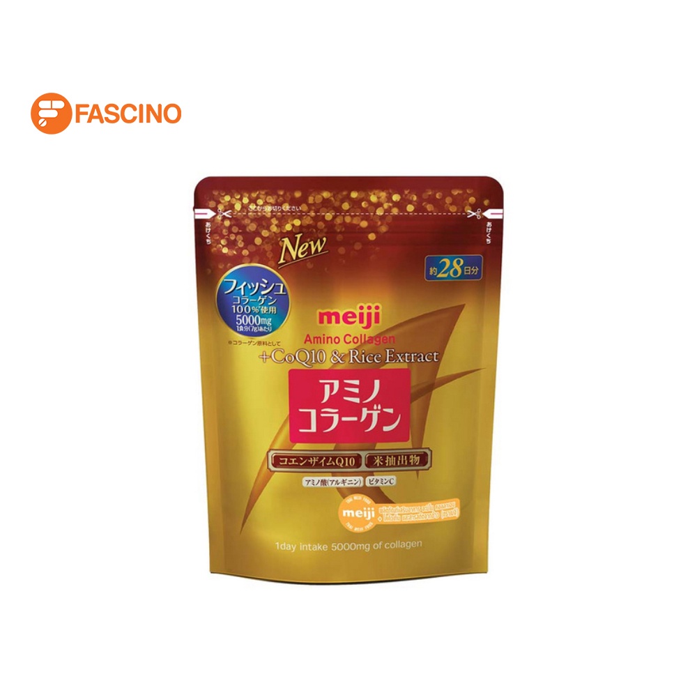 Meiji Amino Collagen + Q10 &amp; Rice Powder Extract  เมจิ อะมิโนคอลลาเจนเปปไทด์ 196 กรัม