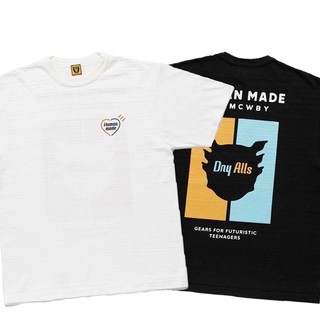 【พร้อมส่ง】เสื้อยืดแขนสั้น ผ้าฝ้าย พิมพ์ลาย HUMAN MADE สําหรับผู้ชาย