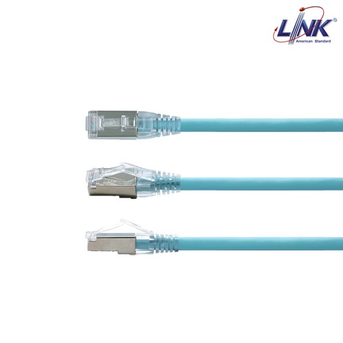 [ใหม่] LINK สายแลน CAT6A Shield RJ45-RJ45 PATCH CORD XG LSZH US-52XXSLZ-9 สี Aqua Blue รองรับความเร็ว 10 Gbps