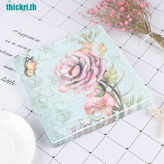 Th✿ผ้าเช็ดปาก กระดาษเช็ดปาก ลายดอกไม้ 20 ชิ้น สําหรับงานแต่งงาน วันเกิด DIY