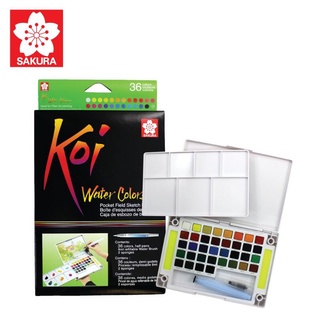 สีน้ำก้อน Sakura Koi Water Color set 36 สี +พู่กันเติมน้ำ