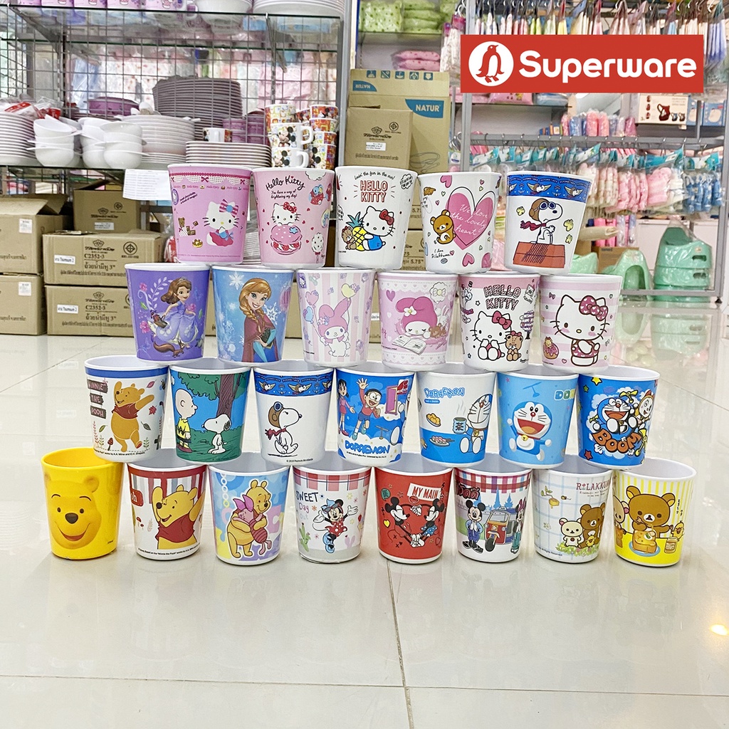 แก้วน้ำเด็กเมลามีน ลายการ์ตูนน่ารัก ขนาด 2.5นิ้ว ยี่ห้อ ศรีไทยซุปเปอร์แวร์ Superware (ขายเป็นชิ้น/เลือกรหัสสินค้า)