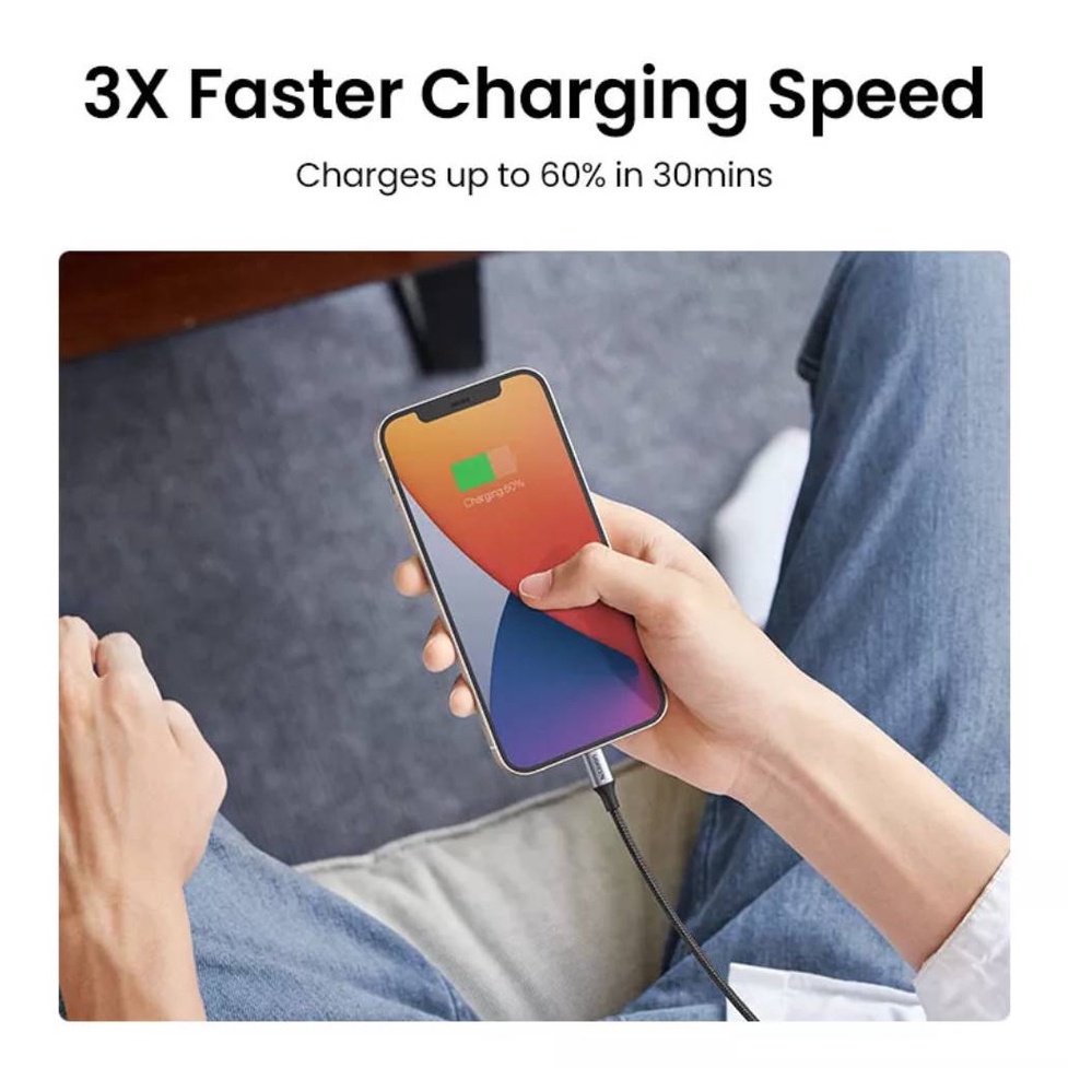 UGREEN รุ่น 60759,60761 สายชาร์จรองรับ Fast Charge!! MFi 20W PD / Lightning to Type-C สำหรับ iPhone,iPad,iPod #8