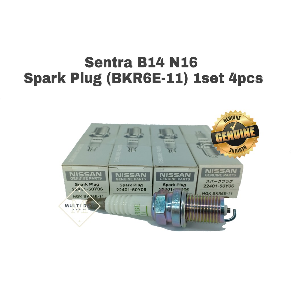 หัวเทียน Nissan (1 ชุด 4 ชิ้น)(BKR6E-11) Sentra B14 N16 WAJA BKR6E 11 22401-50Y06